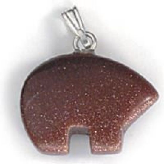 Picture of Pendant, Assorted Gemstone Bear with Bail, 13x18mm