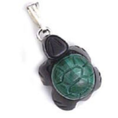 Picture of Pendant, Malachite Turtle 2 Tone with Bail,10x15mm