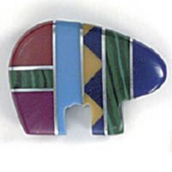 Picture of Fetish Inlay, Imitation Block with Metal Drilled Bear, 13x18mm