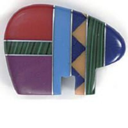 Picture of Fetish Inlay, Imitation Block with Metal Drilled Bear, 22x30mm