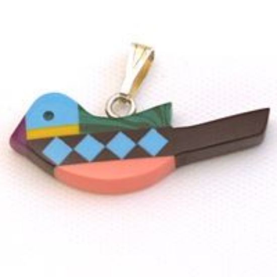 Picture of Pendant Inlay, Imitation Block Bird with Bail, 10x24mm