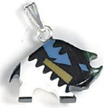 Picture of Pendant Inlay, Imitation Block Buffalo Pueblo with Bail, Mini