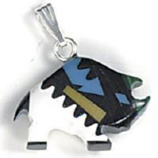 Picture of Pendant Inlay, Imitation Block Buffalo Pueblo with Bail, Mini