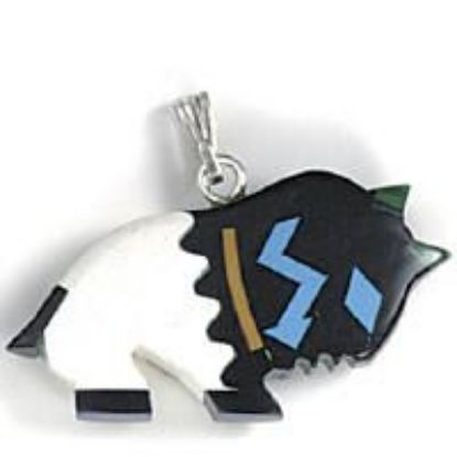 Picture of Pendant Inlay, Imitation Block Buffalo Pueblo with Bail, Medium