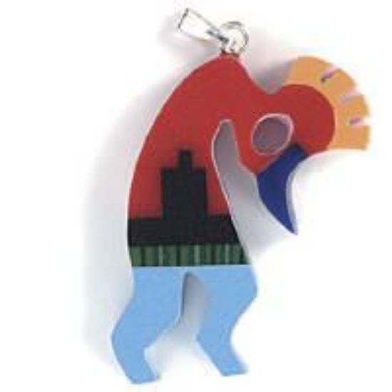 Picture of Pendant Inlay, Imitation Block Kokopelli with Bail, 22x32mm