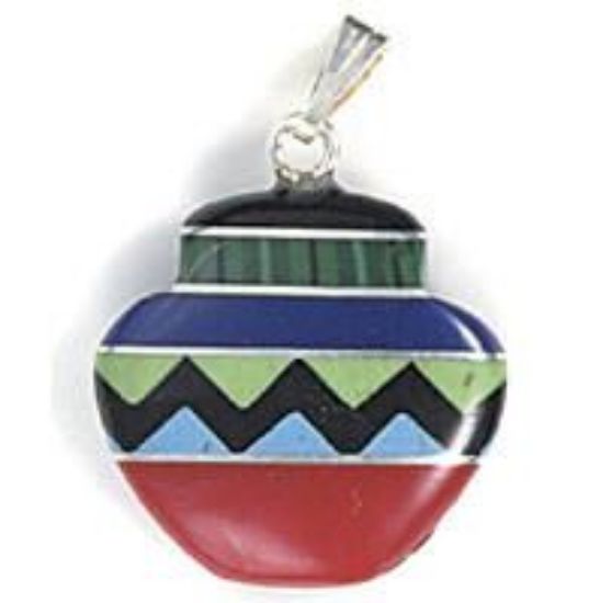 Picture of Pendant Inlay, Imitation Block with Metal Pot with Bail, 18mm