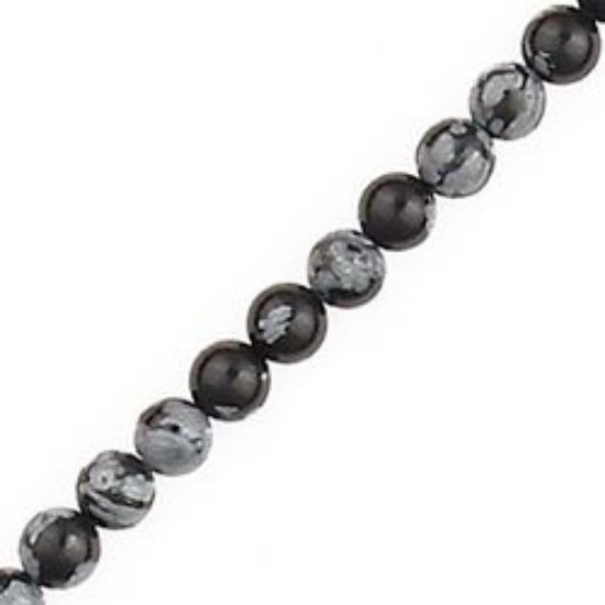 Picture of Snowflake Obsidian Round Bead 4mm 16" Strand