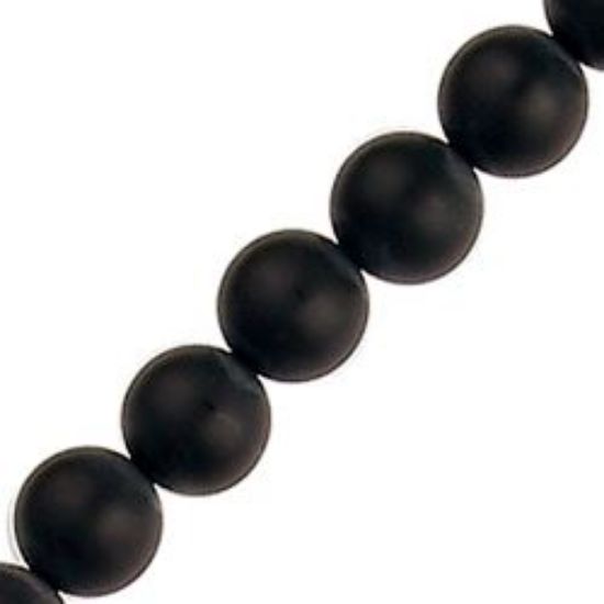 Picture of Black Matte Round Onyx Bead 8mm 16" Stand