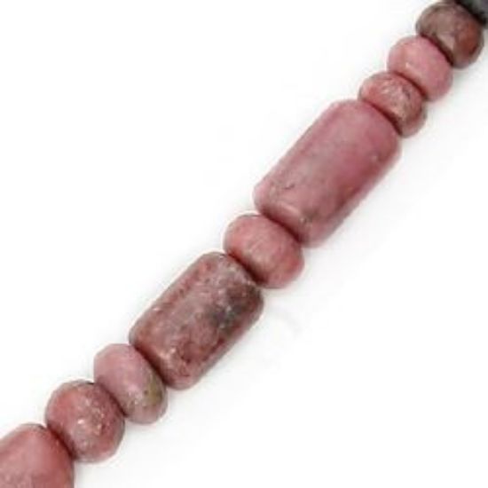 Picture of Rhodonite Barrel Bead 4.5-6.5mm 16" Strand
