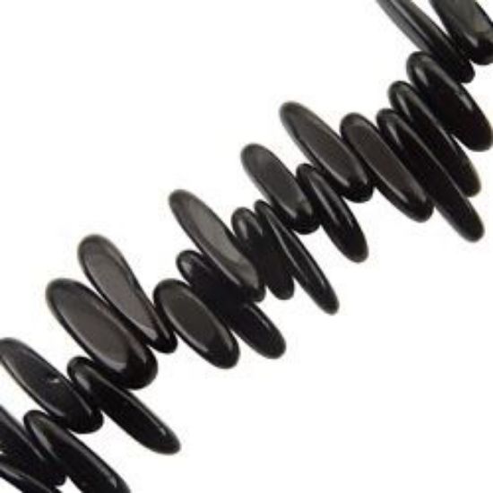 Picture of Black Stone Long Chip Beads 16" Strand