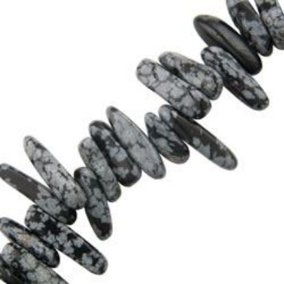 Picture of Snowflake Obsidian Long Chip Beads 16" Strand