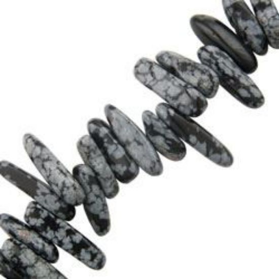 Picture of Snowflake Obsidian Long Chip Beads 16" Strand