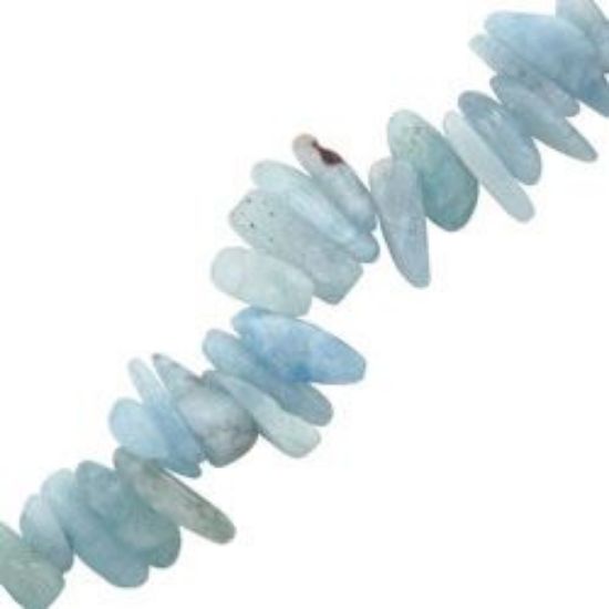 Picture of Aquamarine Long Chip Beads 16" Strand