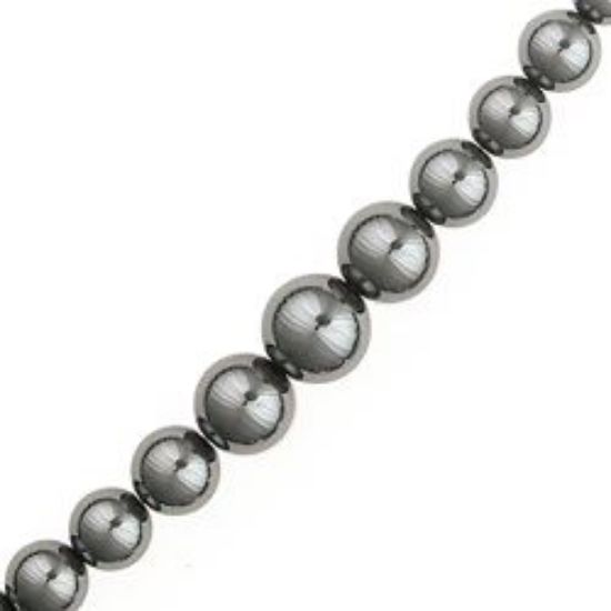 Picture of Hematine Graduated Round Bead 4-10mm, 16" Strand