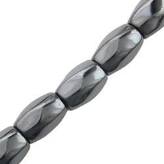 Picture of Hematine Twist 6 Side Bead 8x12mm, 16" Strand
