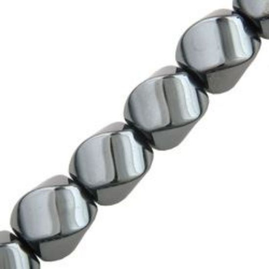 Picture of Hematine Twist Bead 8mm, 16" Strand