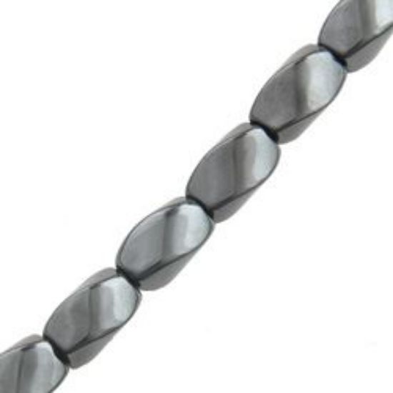 Picture of Hematine Twist Bead 8x16mm, 16" Strand