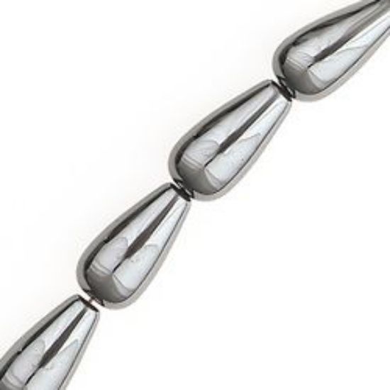 Picture of Hematine Tear Drop Bead 8x16mm, 16" Strand