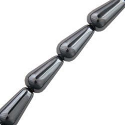Picture of Hematine Tear Drop Bead 6x12mm, 16" Strand