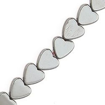 Picture of Hematine Heart Flat Bead 6mm, 16" Strand