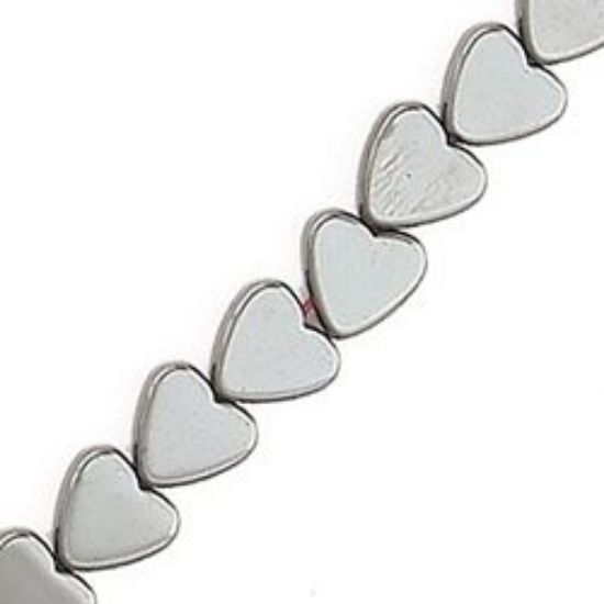 Picture of Hematine Heart Flat Bead 6mm, 16" Strand