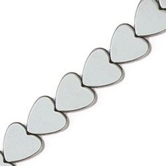 Picture of Hematine Flat Heart Bead 8mm, 16" Strand