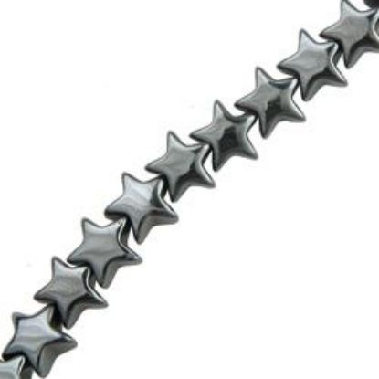 Picture of Hematine Puffed Star 6mm, 16" Strand