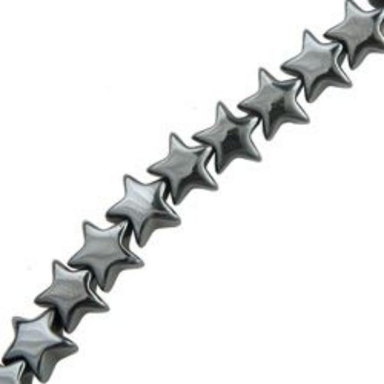 Picture of Hematine Puffed Star 6mm, 16" Strand