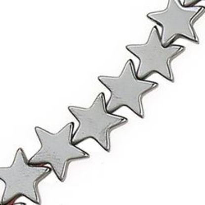 Picture of Hematine Flat Star Bead 8mm, 16" Strand