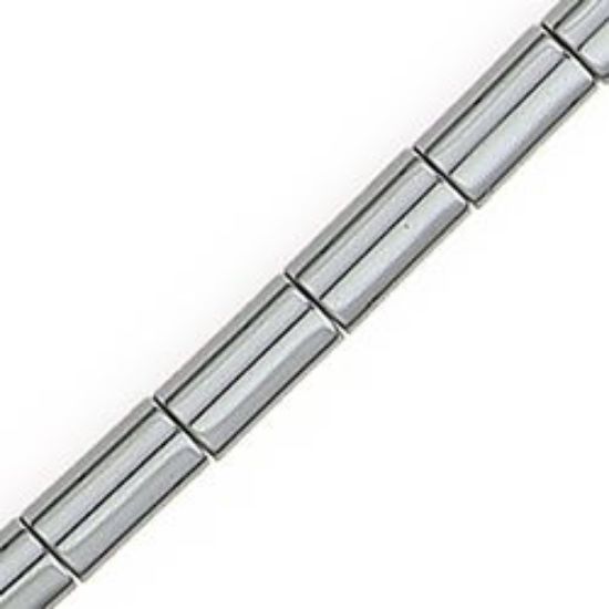 Picture of Hematine Heishi Tube Bead 4x8mm 16" Strand