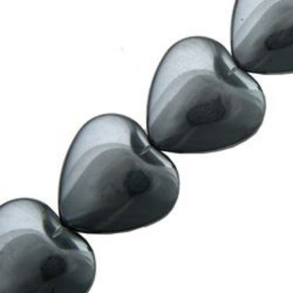 Picture of Hematine Puffed Heart 15mm 16" Strand
