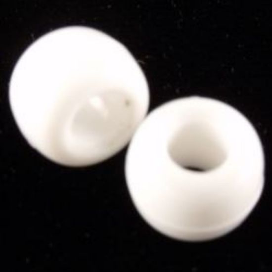 Picture of Plastic White Opaque Crow Beads 9x6mm<br />100 Beads