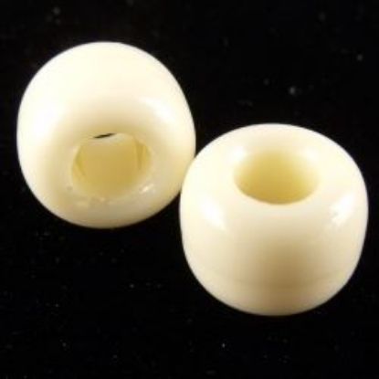 Picture of Plastic Ivory Opaque Crow Beads 9x6mm<br />100 Beads