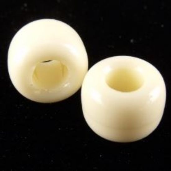 Picture of Plastic Ivory Opaque Crow Beads 9x6mm<br />100 Beads