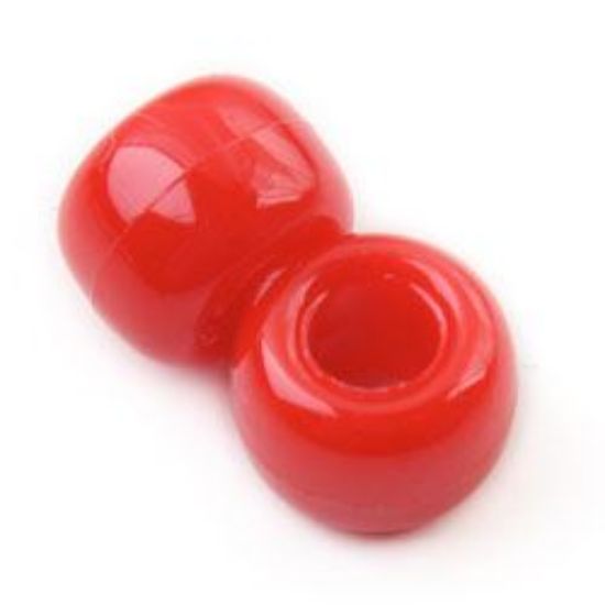Picture of Plastic Red Opaque Crow Beads 9x6mm<br />100 Beads