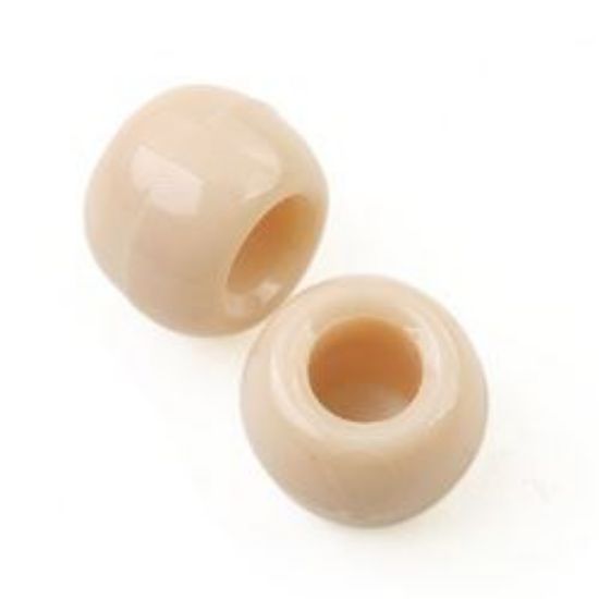 Picture of Plastic Beige Opaque Crow Beads 9x6mm<br />100 Beads