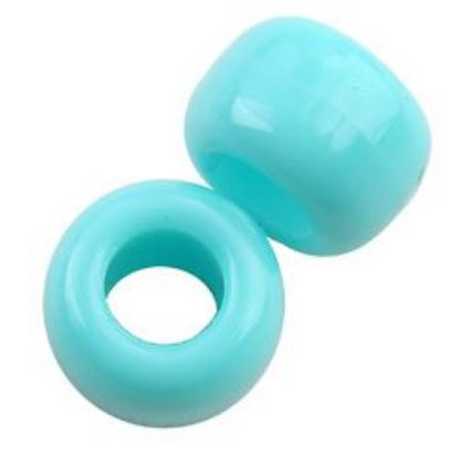 Picture of Plastic Turquoise Opaque Crow Beads 9x6mm<br />100 Beads