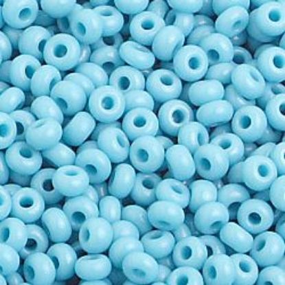 Picture of Size 10 Czech Seed Beads, Opaque Turquoise Blue, Approximately 25 Grams