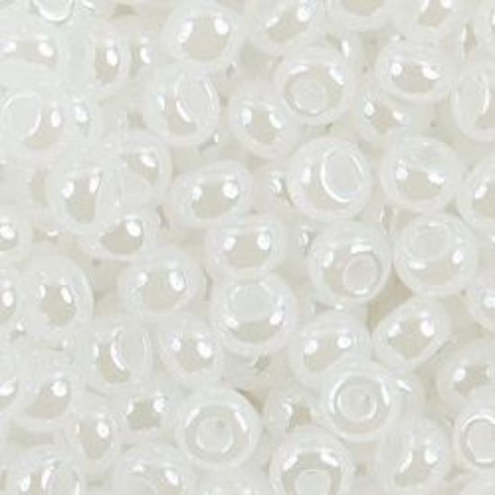 Picture of Size 11 Czech Seed Beads, Opaque White Pearl Dyed, Approximately 25 Grams