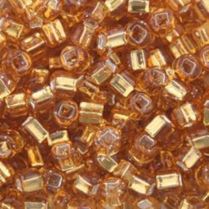 Picture of Size 6 Japanese Seed Beads, Silver-Lined Gold (#4), Approximately 25 Grams