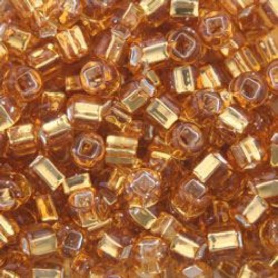 Picture of Size 6 Japanese Seed Beads, Silver-Lined Gold (#4), Approximately 25 Grams