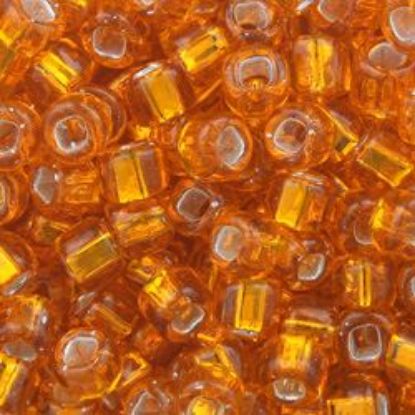 Picture of Size 6 Japanese Seed Beads, Silver-Lined Orange (#9), Approximately 25 Grams