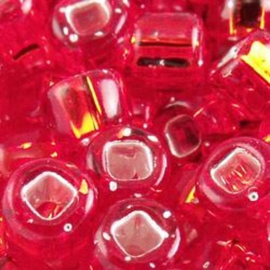 Picture of Size 6 Japanese Seed Beads, Silver-Lined Dark Red (#11A), Approximately 25 Grams