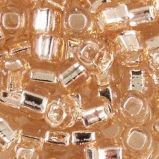 Picture of Size 6 Japanese Seed Beads, Silver-Lined Champagne (#12A), Appoximately 25 Grams