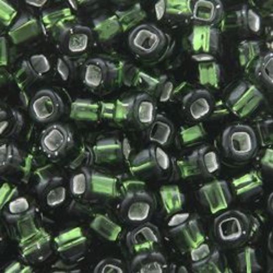 Picture of Size 6 Japanese Seed Beads, Silver-Lined Green (#15), Approximately 25 Grams