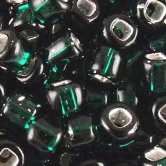Picture of Size 6 Japanese Seed Beads, Silver-Lined Dark Green (#16A), Approximately 25 Grams