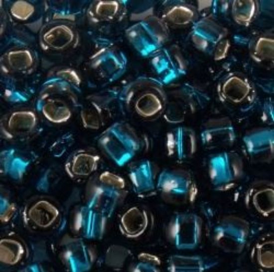 Picture of Size 6 Japanese Seed Beads, Silver-Lined Dark Teal (#17B), Approximately 25 Grams