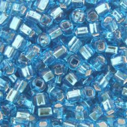 Picture of Size 6 Japanese Seed Beads, Silver-Lined Aqua (#18), Approximately 25 Grams