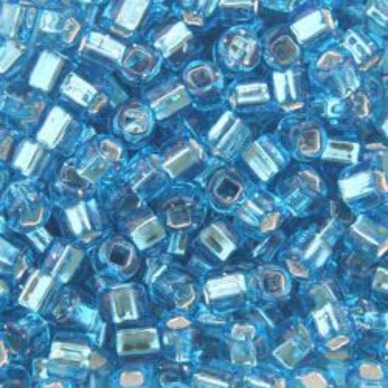 Picture of Size 6 Japanese Seed Beads, Silver-Lined Aqua (#18), Approximately 25 Grams