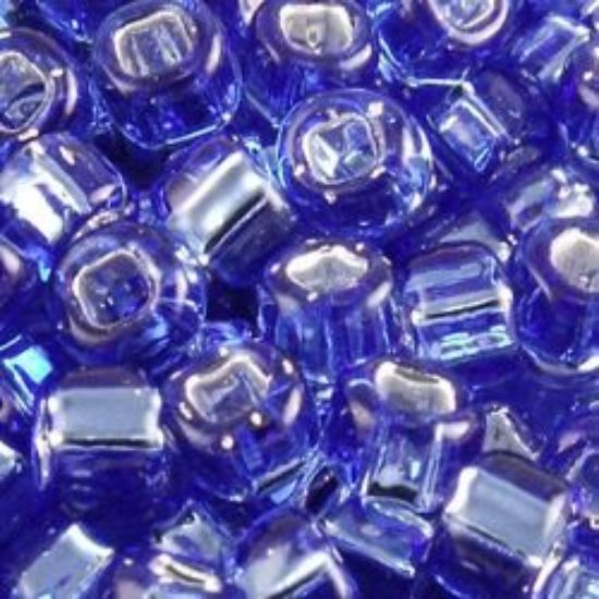 Picture of Size 6 Japanese Seed Beads, Silver-Lined Montana Blue (#19), Approximately 25 Grams